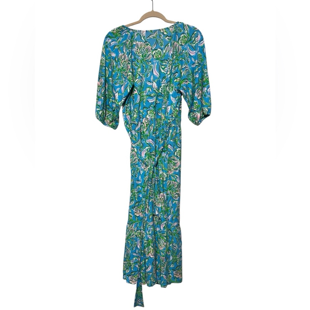 Lily Pulitzer NWOT Brantley Midi Wrap Dress Chick Magnet Print 100% Cotton Large - Picture 2 of 6